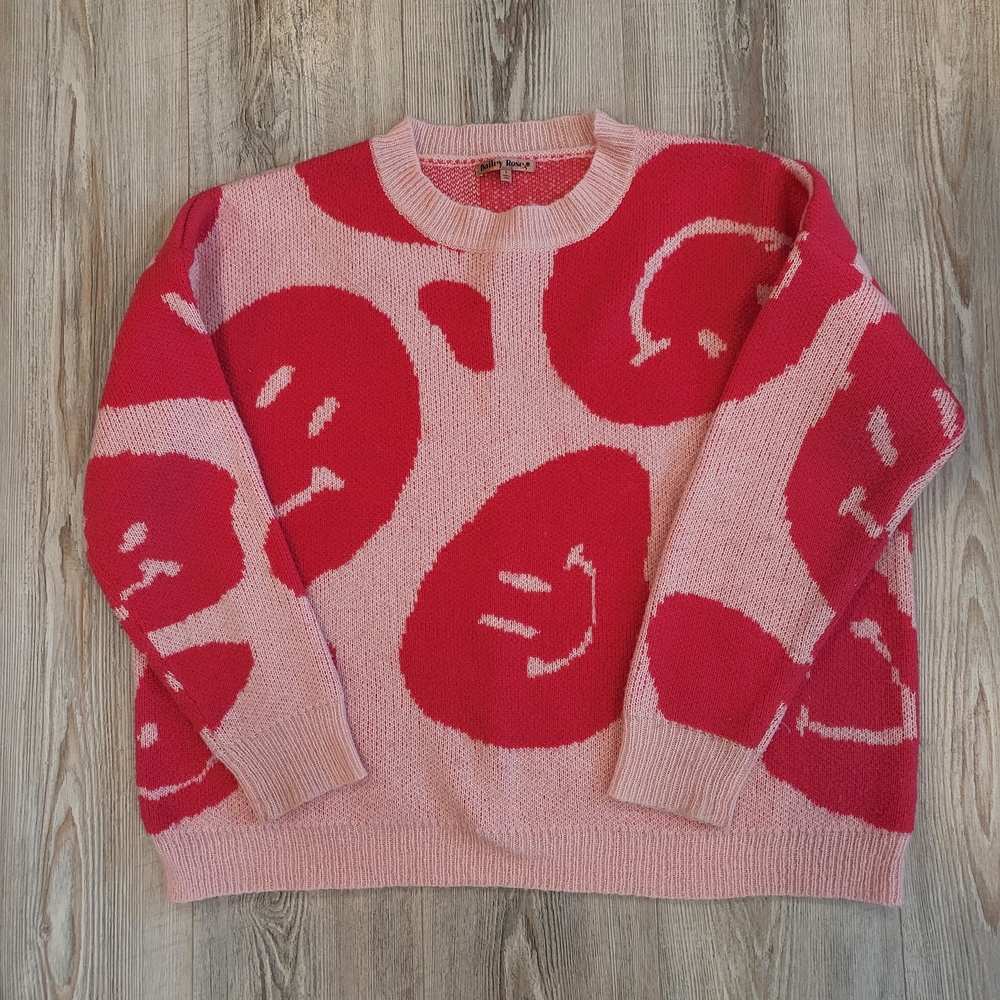 Cheerful Pink Smiley Face Sweater